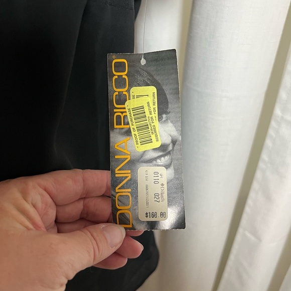 Donna Ricco Black Asymmetrical Blouse with Draped Neckline - Picture 2 of 4